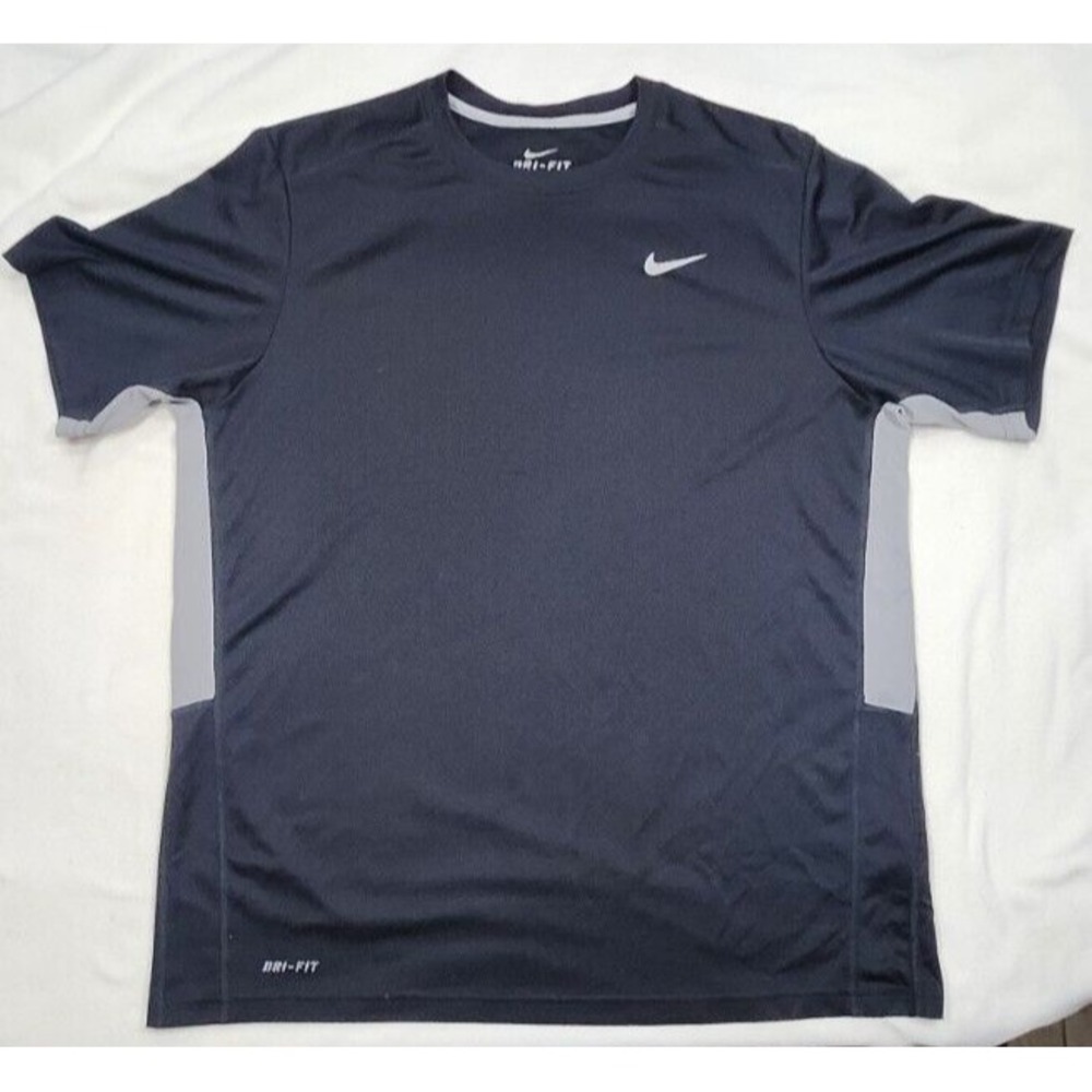 Nike Dri‎ Fit Mens L Shirt Black  Vented Workout Gym Athletic Swoosh